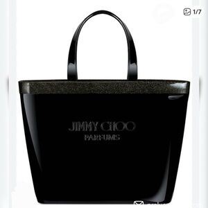Jimmy Choo Black Patent Tote with Glitter Trim